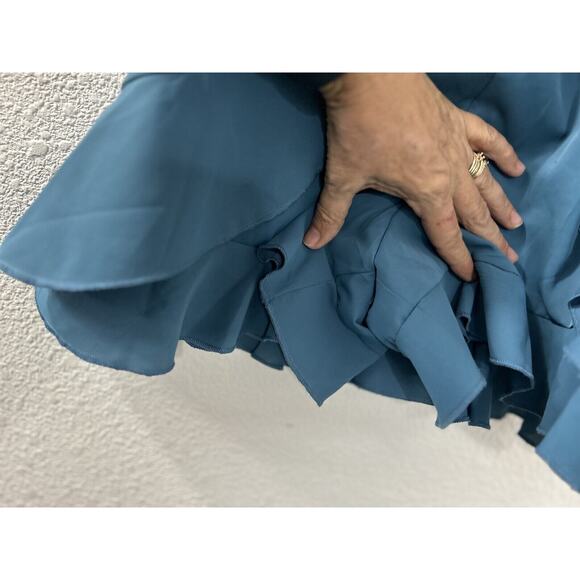 Foteisy Women's Romper Shorts Size‎ L Ruffle Front Adjustable Strap Teal Lined - Picture 10 of 16